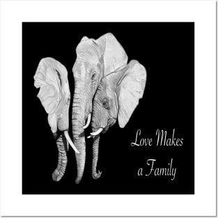 Elephant family - love makes a family - naming day - adoption - christening - baptism Posters and Art